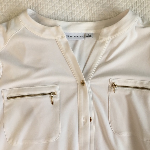 Susan Graver XL white blouse - Picture 2 of 3